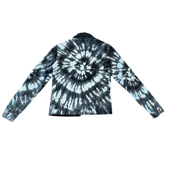 Philipp Plein "Washed with Love" Black White Tie-Dye Denim Jacket Size M | Rare - Picture 3 of 11